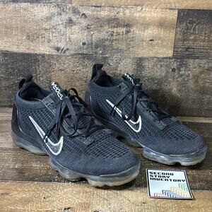 Nike Air VaporMax 2021 Flyknit Womens Size 7.5 US Black Silver Running Shoes